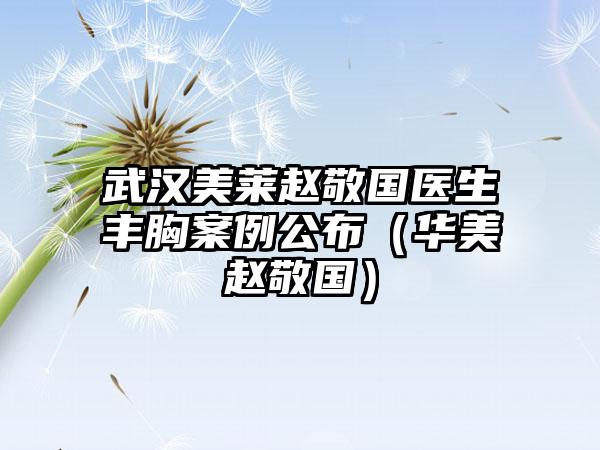 武汉美莱赵敬国医生丰胸实例公布（华美赵敬国）