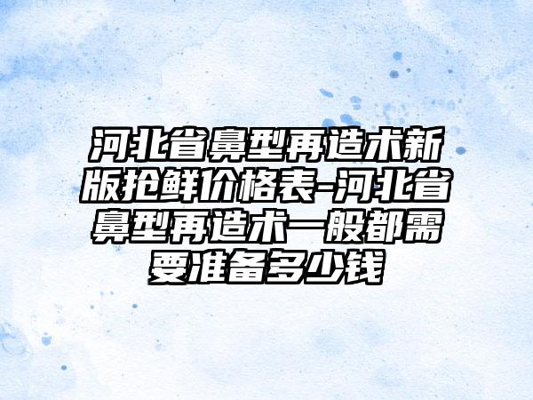 河北省鼻型再造术新版抢鲜价格表-河北省鼻型再造术一般都需要准备多少钱