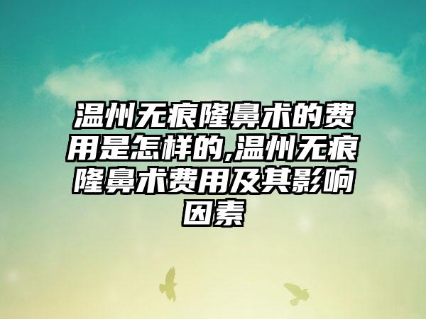 温州无痕隆鼻术的费用是怎样的,温州无痕隆鼻术费用及其影响因素