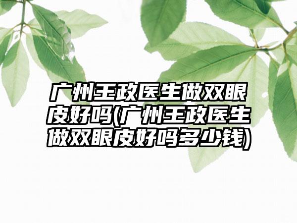 广州王政医生做双眼皮好吗(广州王政医生做双眼皮好吗多少钱)