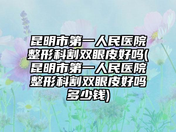 昆明市第一人民医院整形科割双眼皮好吗(昆明市第一人民医院整形科割双眼皮好吗多少钱)