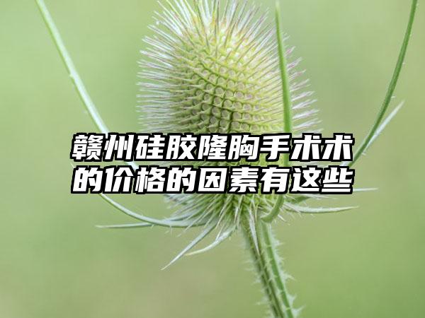 赣州硅胶隆胸手术术的价格的因素有这些