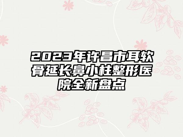 2023年许昌市耳软骨延长鼻小柱整形医院全新盘点