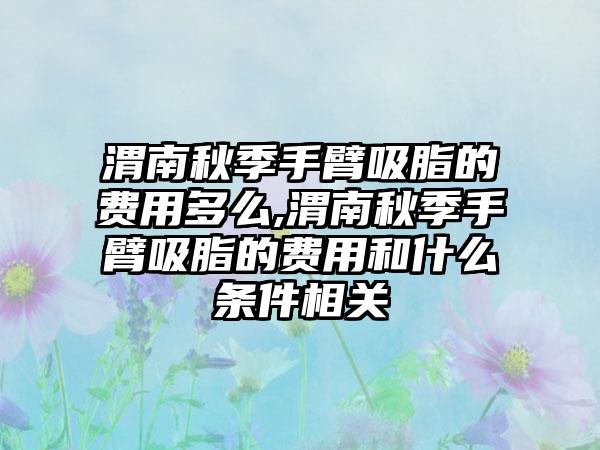 渭南秋季手臂吸脂的费用多么,渭南秋季手臂吸脂的费用和什么条件相关