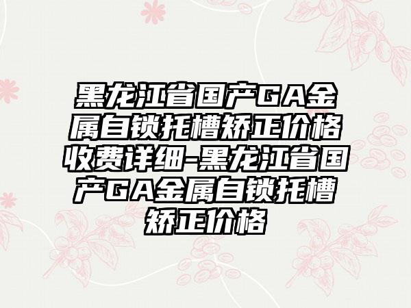 黑龙江省国产GA金属自锁托槽矫正价格收费详细-黑龙江省国产GA金属自锁托槽矫正价格