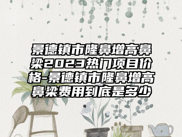 景德镇市隆鼻增高鼻梁2023热门项目价格-景德镇市隆鼻增高鼻梁费用到底是多少