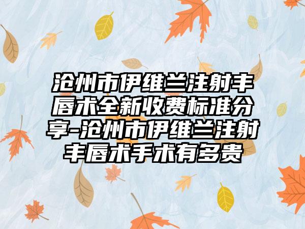 沧州市伊维兰注射丰唇术全新收费标准分享-沧州市伊维兰注射丰唇术手术有多贵