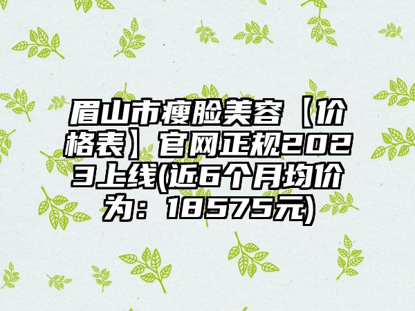 眉山市瘦脸美容【价格表】官网正规2023上线(近6个月均价为：18575元)