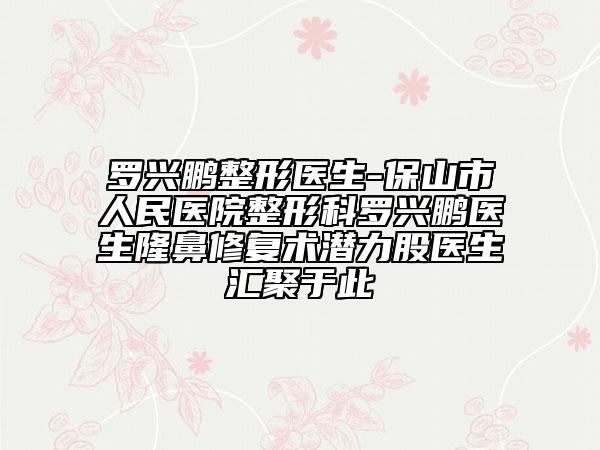 罗兴鹏整形医生-保山市人民医院整形科罗兴鹏医生隆鼻修复术潜力股医生汇聚于此