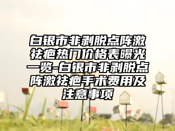 白银市非剥脱点阵激祛疤热门价格表曝光一览-白银市非剥脱点阵激祛疤手术费用及注意事项