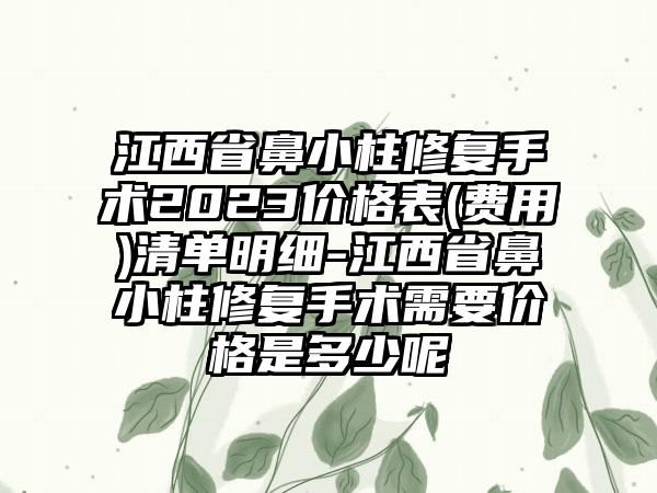 江西省鼻小柱修复手术2023价格表(费用)清单明细-江西省鼻小柱修复手术需要价格是多少呢