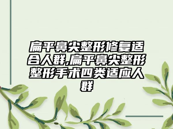 扁平鼻尖整形修复适合人群,扁平鼻尖整形整形手术四类适应人群