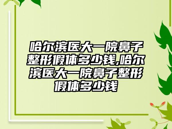 哈尔滨医大一院鼻子整形假体多少钱,哈尔滨医大一院鼻子整形假体多少钱