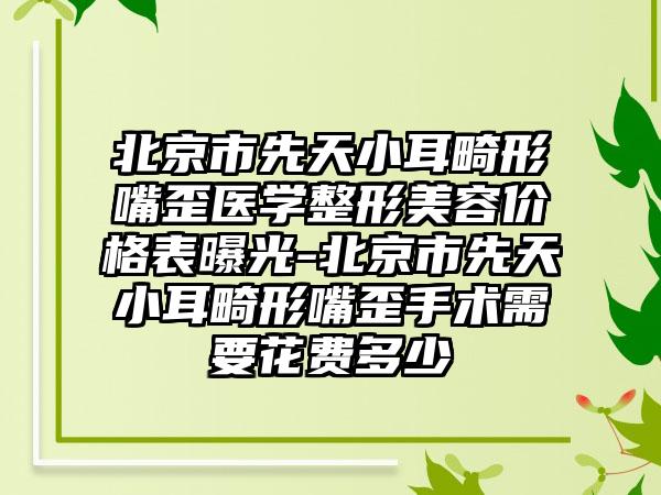 北京市先天小耳畸形嘴歪医学整形美容价格表曝光-北京市先天小耳畸形嘴歪手术需要花费多少