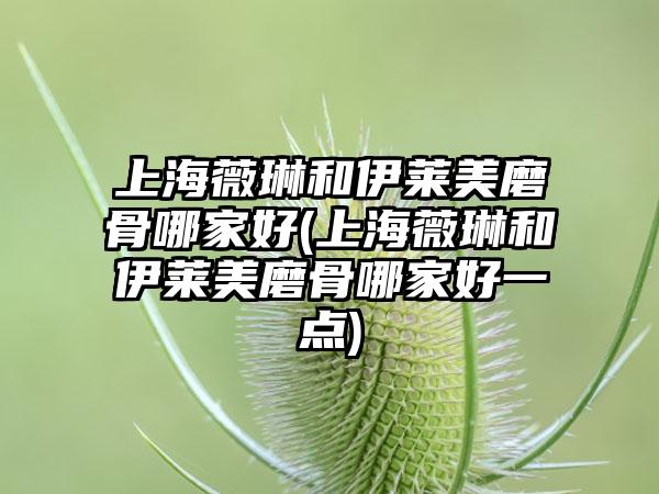 上海薇琳和伊莱美磨骨哪家好(上海薇琳和伊莱美磨骨哪家好一点)