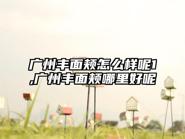 广州丰面颊怎么样呢1,广州丰面颊哪里好呢