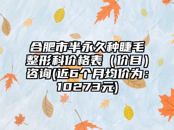 合肥市半恒久种睫毛整形科价格表（价目）咨询(近6个月均价为：10273元)