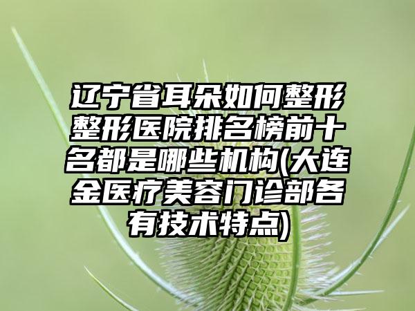 辽宁省耳朵如何整形整形医院排名榜前十名都是哪些机构(大连金医疗美容门诊部各有技术特点)