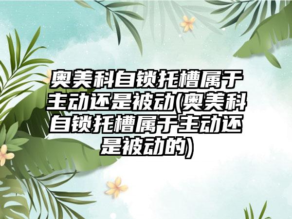 奥美科自锁托槽属于主动还是被动(奥美科自锁托槽属于主动还是被动的)