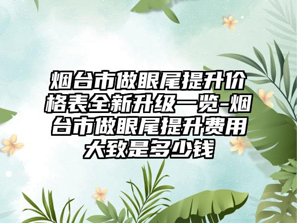 烟台市做眼尾提升价格表全新升级一览-烟台市做眼尾提升费用大致是多少钱