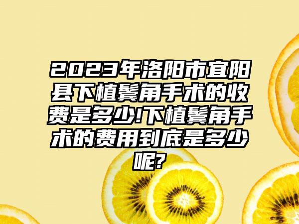 2023年洛阳市宜阳县下植鬓角手术的收费是多少!下植鬓角手术的费用到底是多少呢?