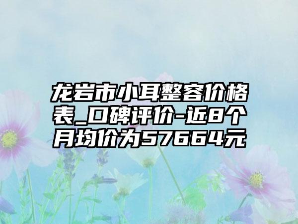 龙岩市小耳整容价格表_口碑评价-近8个月均价为57664元