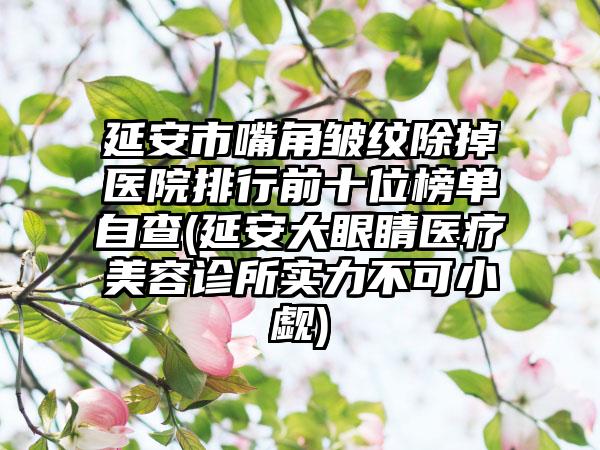 延安市嘴角皱纹除掉医院排行前十位榜单自查(延安大眼睛医疗美容诊所实力不可小觑)