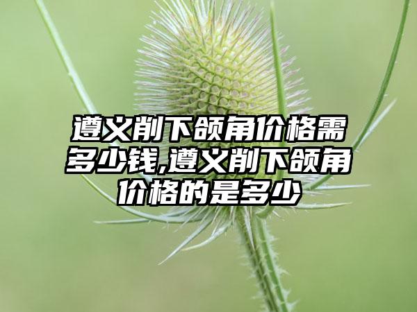 遵义削下颌角价格需多少钱,遵义削下颌角价格的是多少