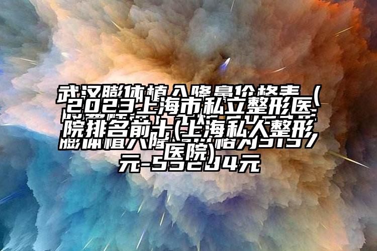 2023上海市私立整形医院排名前十(上海私人整形医院)