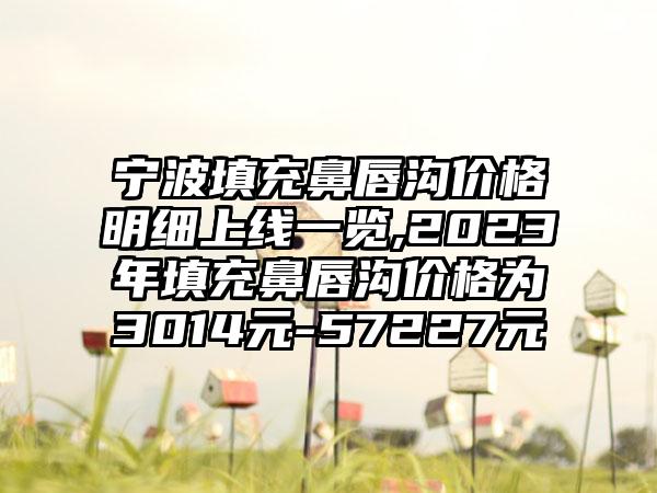 宁波填充鼻唇沟价格明细上线一览,2023年填充鼻唇沟价格为3014元-57227元