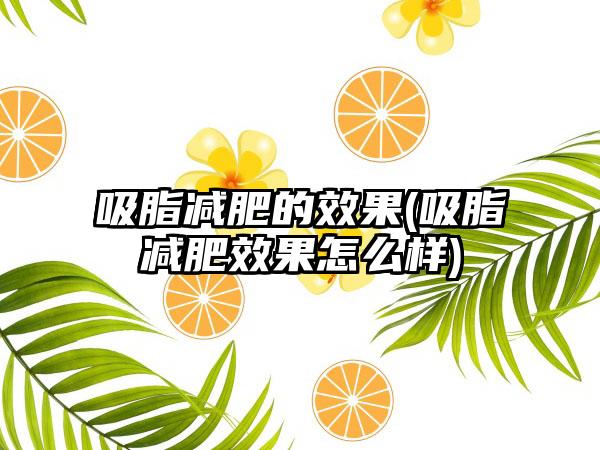 吸脂减肥的成果(吸脂减肥成果怎么样)