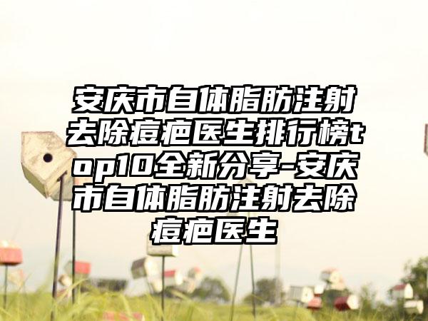 安庆市自体脂肪注射去除痘疤医生排行榜top10全新分享-安庆市自体脂肪注射去除痘疤医生