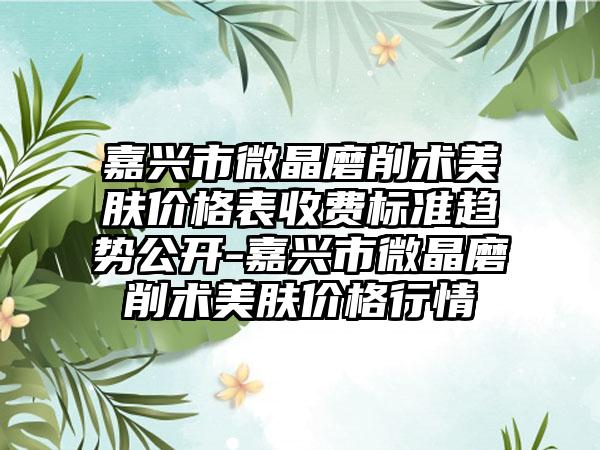 嘉兴市微晶磨削术美肤价格表收费标准趋势公开-嘉兴市微晶磨削术美肤价格行情