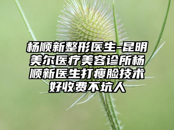 杨顺新整形医生-昆明美尔医疗美容诊所杨顺新医生打瘦脸技术好收费不坑人