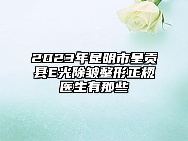 2023年昆明市呈贡县E光除皱整形正规医生有那些